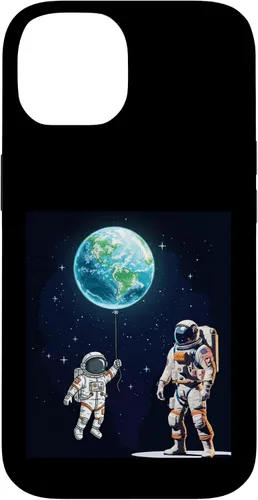 Vista 4 de Astronauts in Space Parent & Child in spacesuits with Planet Case for iPhone 16