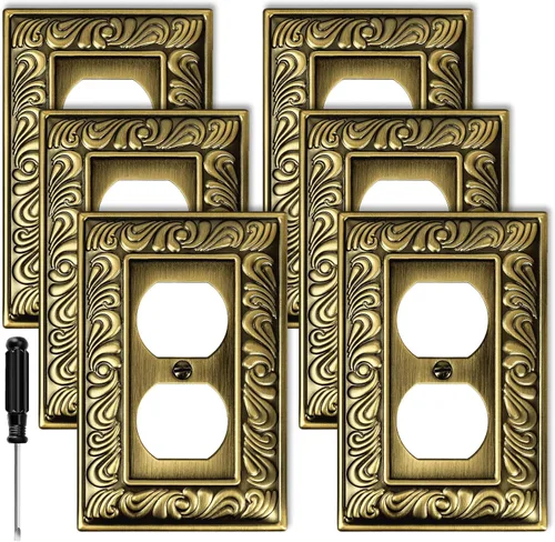 Vista 13 de Cubiertas Decorativas de Interruptor de Luz de Latón Antiguo Placas de Pared Placas de Interruptor Basculante Cubiertas de Enchufes