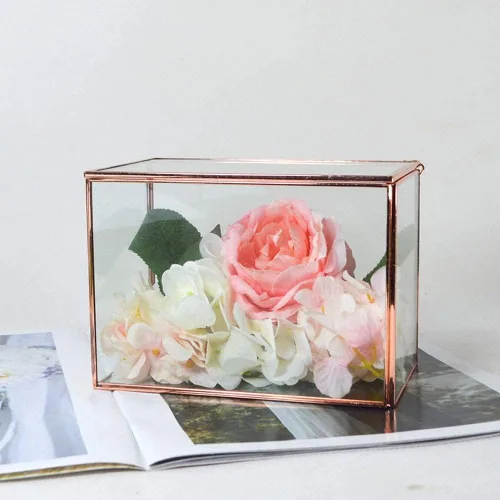 Vista 2 de erddcbb Caja rectangular para joyas en el pecho de cristal, estilo europeo, joyería a la moda, caja de baratijas