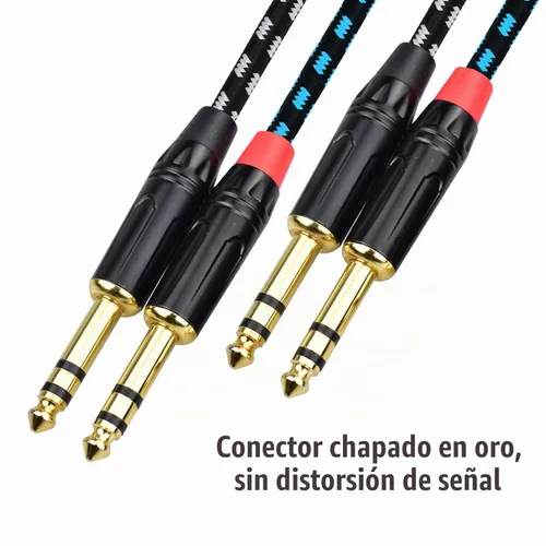 Vista 4 de Paquete de 2 cables TRS 1/4 equilibrados de 3.3 pies, cable
