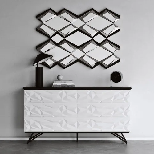 Vista 2 de ZURI Furniture - Espejo Caleido moderno de 51 pulgadas con ribete negro y gris europeo