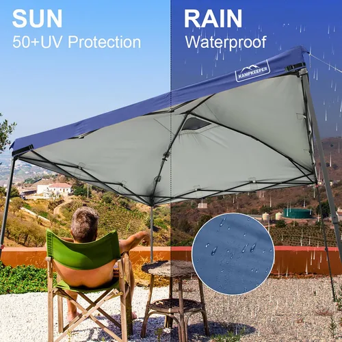 Vista 2 de KAMPKEEPER Cubierta de Repuesto Superior para Carpa Toldo Emergente con Ventilación de Aire y Correa Elástica Ajustable, Poliéster Resistente a Azul