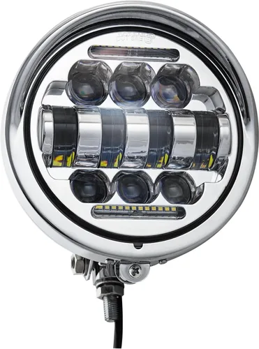 Vista 6 de FATECIM Faro delantero LED redondo de 5.75" para motocicleta con visera, 5 3/4 pulgadas, haz alto/bajo, DRL, lámpara frontal de montaje inferior