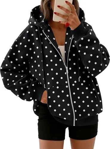 Vista 28 de Trendy Queen - Sudaderas con capucha y cremallera para mujer, sudaderas de gran tamaño, trajes de moda de otoño, chaquetas informales, ropa