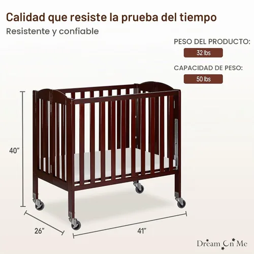 Vista 4 de Dream On Me Cuna portátil plegable 3 en 1, expreso, grande