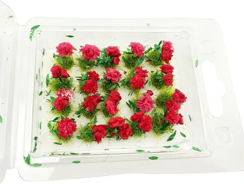 Vista 5 de 20 mechones de hierba de flores en miniatura para casa de muñecas para Rojo