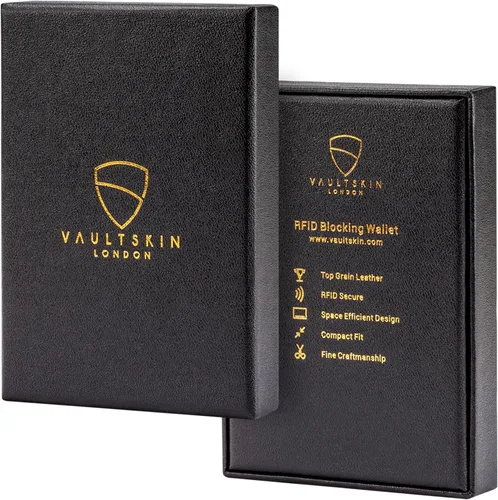 Vista 15 de Vaultskin CHELSEA - Cartera de piel delgada con bloqueo RFID para hombre, tarjetero minimalista con bolsillo frontal