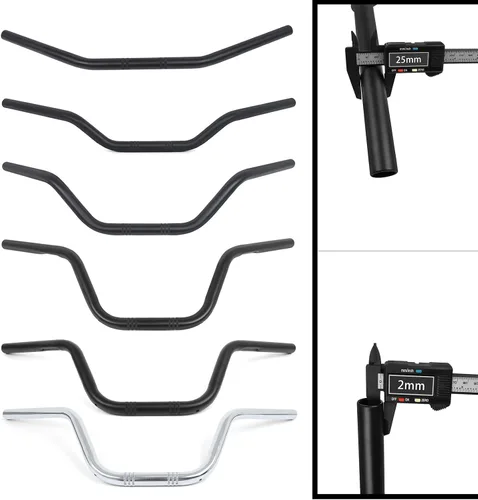 Vista 8 de Manubrio para Motocicleta 1 pulgada 25mm Ace Cafe Racer Clubman Compatible con Harley Sportster XL883 XL1200 (Negro Bajo)