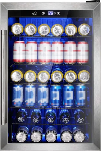 Vista 7 de Electactic - Refrigerador para bebidas de 24 latas, mini refrigerador de mostrador para refrescos, cerveza en lata, control de temperatura digital