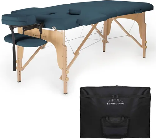 Vista 14 de Saloniture - Mesa de masaje plegable portátil profesional con estuche de transporte, color negro