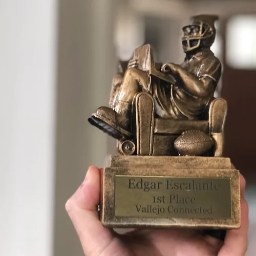 Vista 3 de Fantasy Football Trophy - Sillón quarterback Champion o perdedor trofeo de inodoro - Placa grabada gratis bajo petición