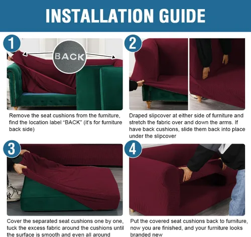 Vista 7 de Funda para silla Chesterfield de 2 piezas para sofá de 1 cojín, fundas para silla de brazo alto, 1 asiento, alta elasticidad, lavable, protector