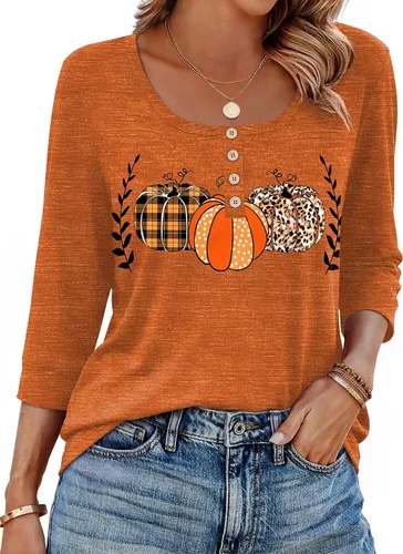 Vista 7 de Ekouaer Blusas de manga 3/4 para mujer, blusas casuales elegantes para Marrón Bohemian-mz721