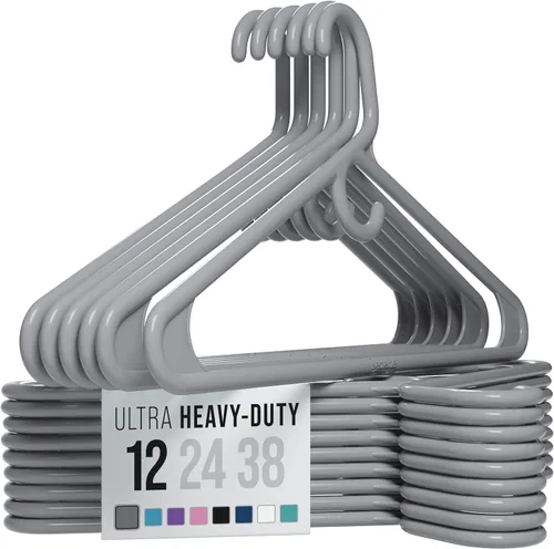 Vista 19 de NEATERIZE Perchas de ropa de plástico ultra resistentes - Aqua - Percha duradera para abrigos, trajes y ropa. Perchas De Ropa (Paquete de 12 - Aqua)
