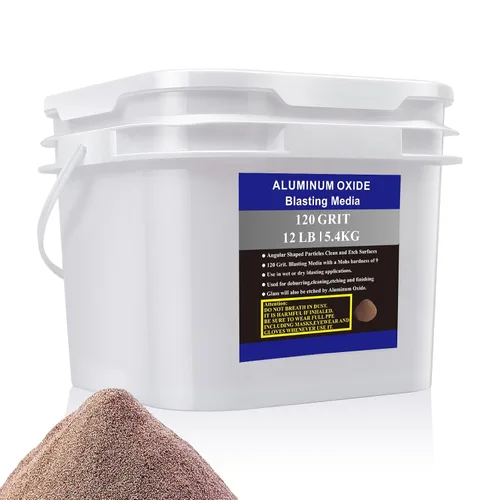 Vista 5 de Óxido de aluminio – 12 libras – Medios abrasivos de chorro de arena media a fina para gabinetes de voladura o pistolas de granallado. Grano #60
