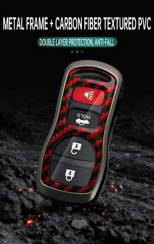 Vista 7 de ontto Funda para llave de automóvil Nissan 2002 en adelante, diseño de carbono, antiarañazos, para Infiniti FX35, FX45, QX4, color negro
