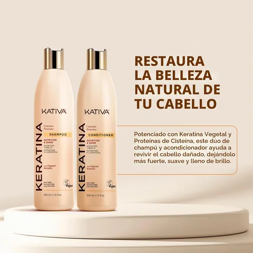 Vista 8 de Champú y acondicionador de queratina Pack de 2. Nutrición, Suavidad y Brillo sin Sulfatos. Sin sal ni parabenos.