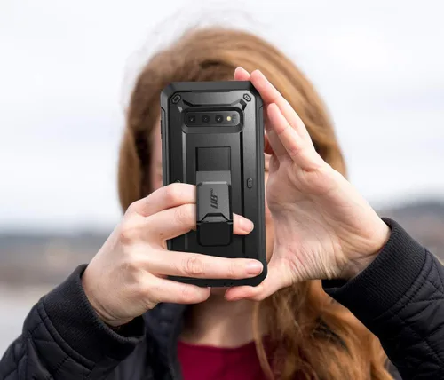 Vista 9 de SUPCASE Funda para Samsung Galaxy S10 Plus con Satnd (Unicorn Beetle Pro), [clip de cinturón integrado] Funda protectora resistente a prueba