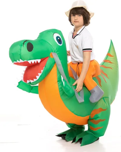 Vista 4 de IHGYT Inflatable Costume for Kids, Blow up Dinosaur Costume for Boys and Girls, Halloween Party Riding T Rex Outfits