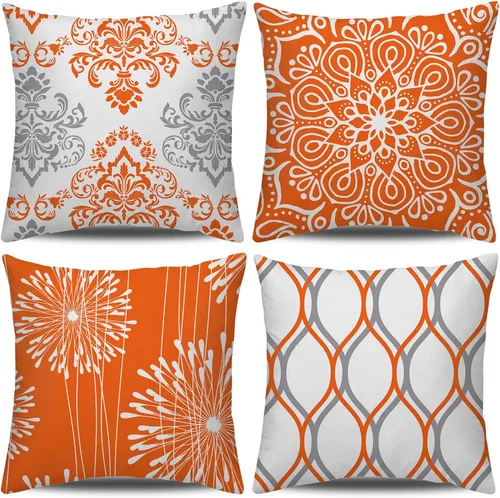 Vista 9 de Coliuso Fundas Decorativas para Almohadas de Tiro 16x16 Juego de 4, Azul Moderno Simple Cuadrado Funda de Almohada Cojín para Sofá Sillón