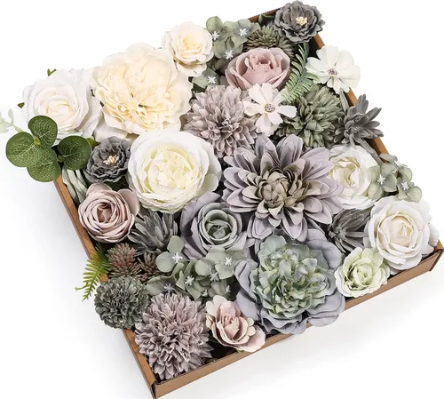 Vista 30 de Serra Flora Caja Combo de Flores Artificiales para Ramos de Boda DIY, Centros de Mesa, Arreglos, Despedida de Soltera, Fiesta, Decoraciones