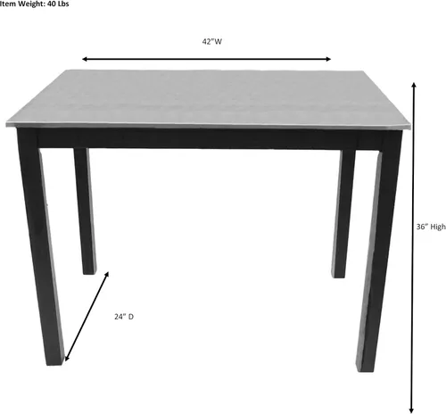 Vista 3 de Carolina Chair & Table Cambell - Mesa de barra superior de acero inoxidable con altura de mostrador, base rectangular contemporánea de acero
