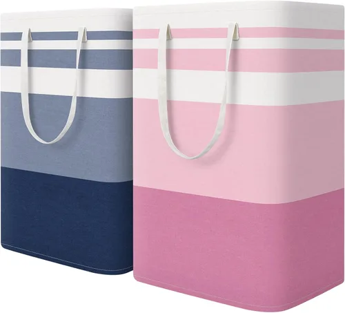 Vista 35 de HomeHacks - Paquete de 2 cestas grandes para ropa sucia, bolsas para ropa sucia (azul 75 pulgadas de largo x 2)