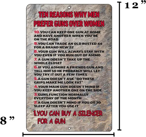 Vista 3 de Rogue River Tactical Funny Pro 2nd Amendment - Letrero de metal para pared, decoración de pared, barra de cueva, prefiere armas sobre mujeres