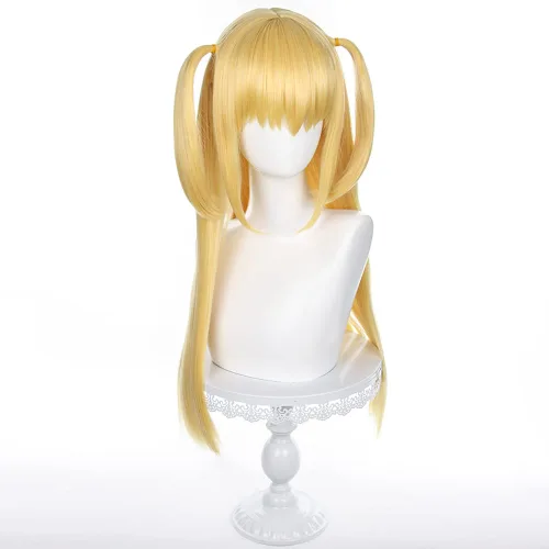 Vista 3 de Peluca Misa Amane, Death Note Misa Amane, peluca de cosplay con gorra de peluca, longitud aproximada de 27.6 in