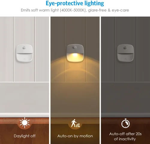Vista 5 de AMIR Luz con sensor de movimiento mejorada para interiores, luces de escalera, funciona con pilas, luz nocturna LED inalámbrica adhesiva