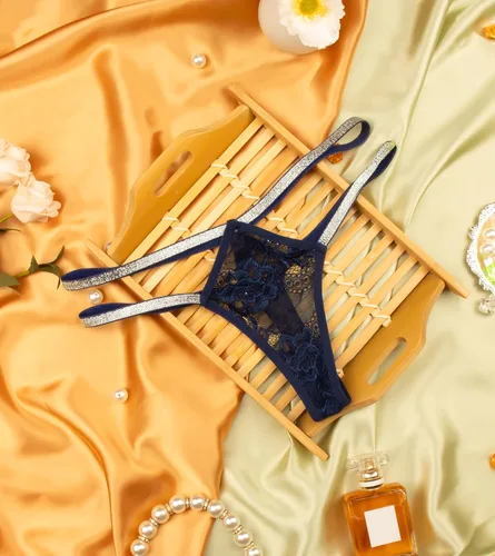 Vista 43 de Ropa interior con purpurina transpirable con encaje sexy para mujer