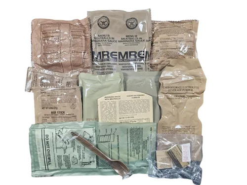 Vista 3 de Auténtico USGI MRE [Comida, Listo para Comer] Fecha de inspección 01/2026 o más reciente [Nuevo embalaje] - Elige la ración de menú con plato