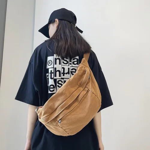 Vista 7 de Riñonera cruzada para mujeres y hombres, riñonera grande con correa ajustable para entrenamiento, viajes, deportes, correr, Marrón, Bolso bandolera