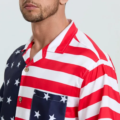 Vista 3 de SIX ISLANDS Camisa de playa hawaiana de manga corta para hombre grande y alto, camisa floral con botones para hombre, camisa cubana para hombre