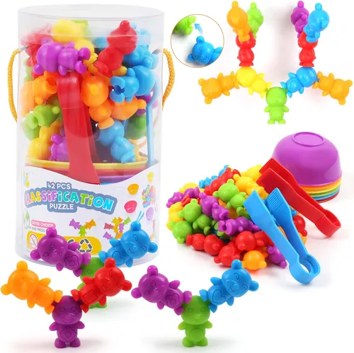 Vista 9 de UNIQUE KIDS Juego educativo de aprendizaje para contar con tazas de clasificación - Entretenido juego sensorial de clasificación