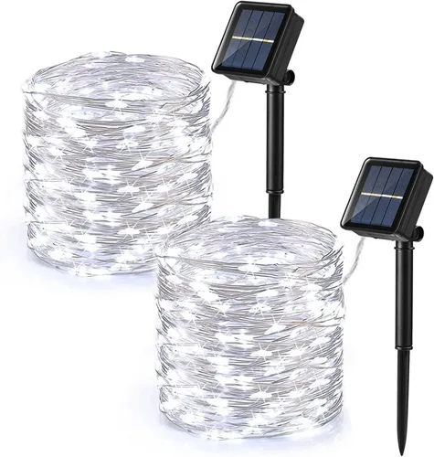 Vista 14 de Brizled Guirnalda de luces solares de vid de 33 pies, 100 luces LED solares, 8 modos, hojas de hiedra artificial, luces solares de vid, luces