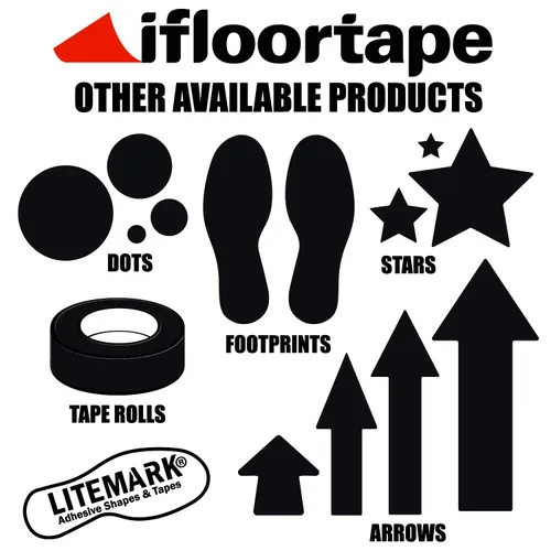 Vista 6 de LiteMark Calcomanías de vinilo duraderas con acabado brillante negro de 4 x 4 pulgadas, ideal para suelos, techos, paredes y superficies lisas