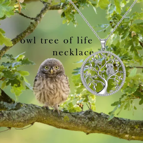 Vista 4 de Collar con colgante de árbol de la vida de plata de ley 925 con cadena de 18 pulgadas
