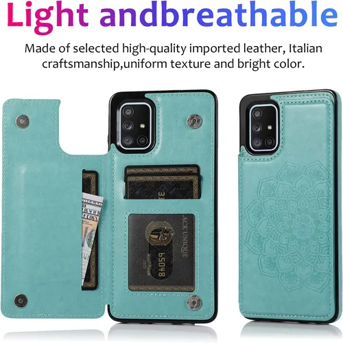 Vista 4 de Asuwish Funda compatible con Samsung Galaxy A71 4G y protector de pantalla de vidrio templado, accesorios para celdas, ranura para tarjetero