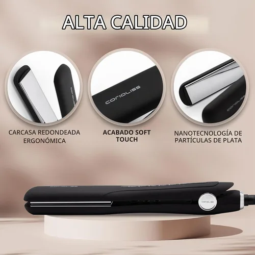 Vista 5 de Corioliss Plancha de pelo profesional extra ancha para mujer, planchas de titanio, color negro, suave al tacto Wide