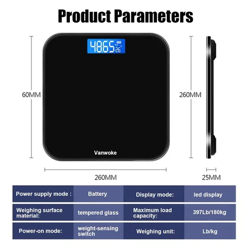 Vista 7 de Báscula inteligente para peso corporal, báscula de baño digital con indicación de temperatura, diseño de esquina, báscula de peso corporal altamente