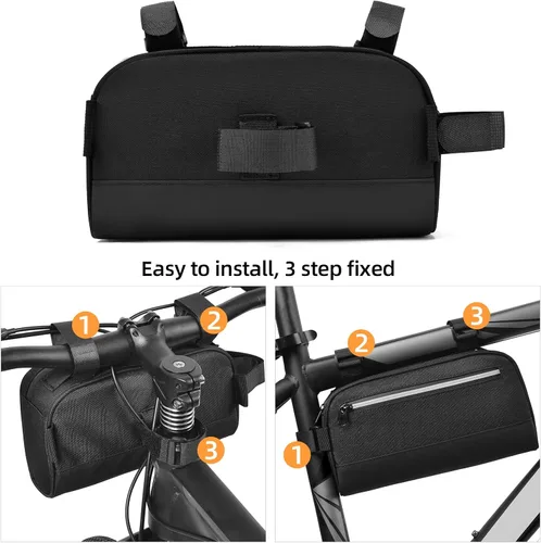 Vista 6 de Bolsa de manillar de bicicleta de gran capacidad para bicicleta Bolsa delantera impermeable para bicicleta de montaña, bolsa de marco para bicicleta