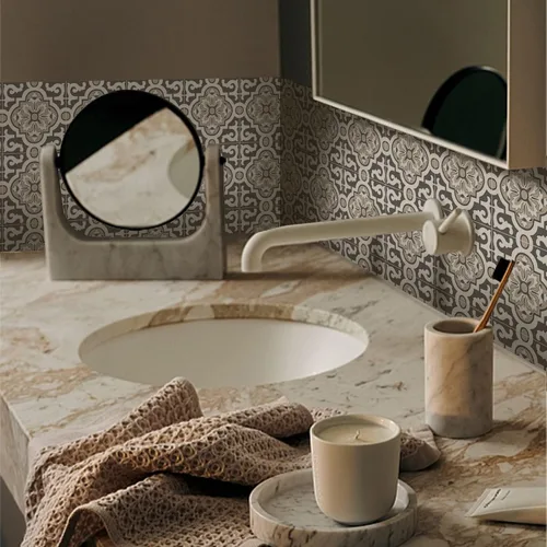 Vista 55 de Alwayspon Adhesivos de transferencia de azulejos de vinilo esmerilado para despegar y pegar, calcomanías autoadhesivas para azulejos de pared