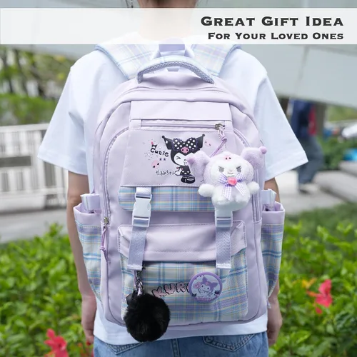 Vista 6 de juju - Mochila Kawaii negra y morada, Negro, Mediana, Kawaii