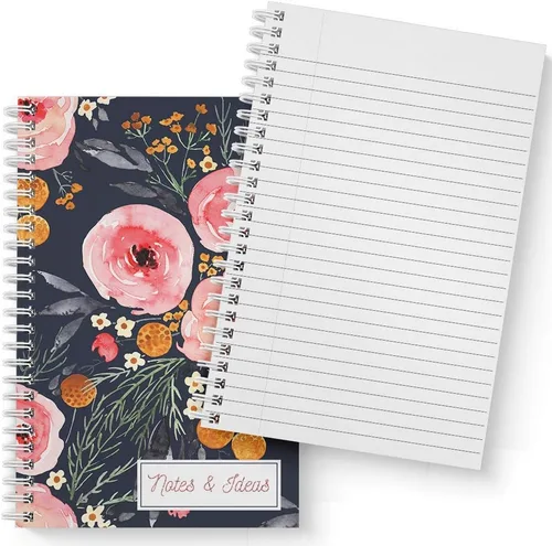 Vista 6 de Gotcha Covered Notebooks Mountain Floral: Juego de 2 cuadernos de espiral encuadernados con alambre. Dos diseños elegantes con 120 papeles con rayas