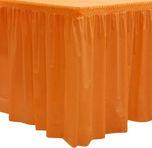 Vista 23 de Party Essentials Falda de mesa de plástico desechable resistente, 1 unidad, 29 pulgadas de ancho x 14 pies (168 pulgadas) de largo, amarillo