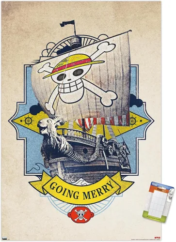 Vista 11 de Trends International Netflix One Piece - Póster de pared Going Merry de 14.72 x 22.37 pulgadas, versión enmarcada de madera de granero