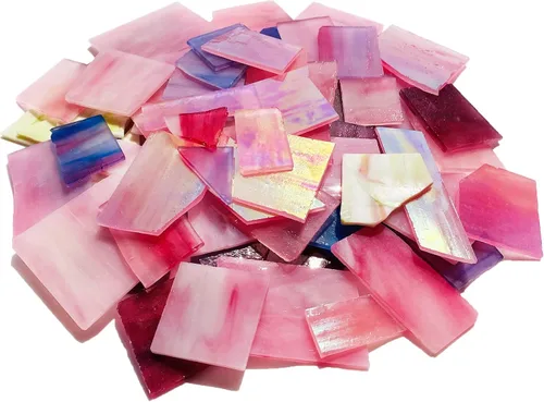Vista 9 de Coloridos restos de vitrales, mosaico de vidrio transparente para manualidades a granel, hojas de vitrales irregulares, paquete de valor de 35 onzas