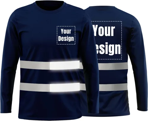 Vista 28 de La alta visibilidad reflexiva de las camisetas de la seguridad del logotipo de encargo Hola Vis de Verde neón
