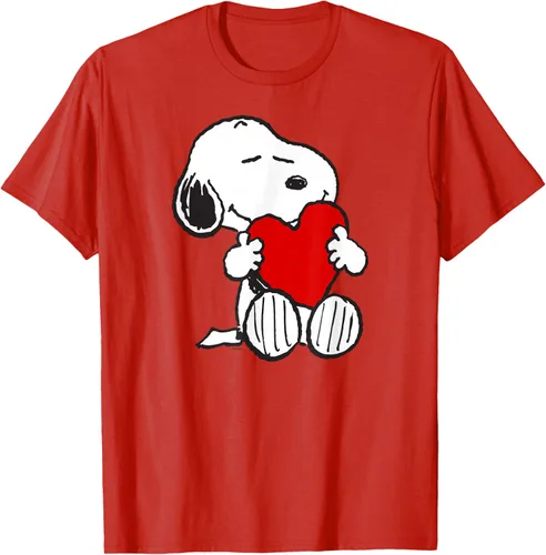 Vista 45 de Peanuts Camiseta de San Valentín Snoopy Hugging Heart, Negro